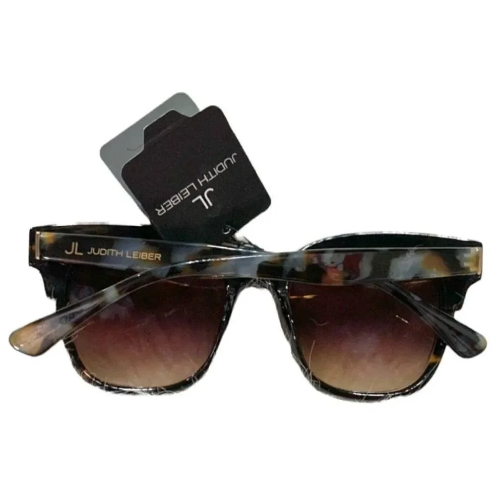 Judith Leiber Uva Sunglasses‎ Brown Tortoise Square Classic Cat Eye Textured